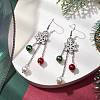 Glass with Alloy Enamel Snowflake Charm Dangle Earrings for Women EJEW-TA00559-2