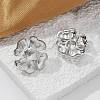 Brass Flower Stud Earrings EJEW-R016-17P-5