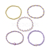 5Pcs 5 Styles Heart Acrylic & Glass Seed Beaded Stretch Bracelet Sets BJEW-JB10473-01-2