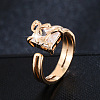 Brass & Clear Cubic Zirconia Cuff Open Rings for Women WGA812A-01-1
