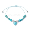 Heart Synthetic Turquoise Braided Bead Bracelets BJEW-JB09819-1
