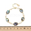 Oval Brass Abalone Shell Link Bracelets KK-D301-01G-3