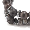 2Pcs 2 Style Natural Ebony Wood & Gemstone Stretch Bracelets Set BJEW-JB07995-5