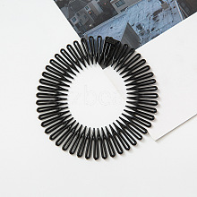 Plastic Full Circular Flexible Comb Hair Bands OHAR-PW0003-190B