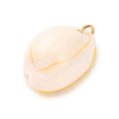 Printed Natural Cowrie Shell Pendants STAS-Z168-03G-04-1