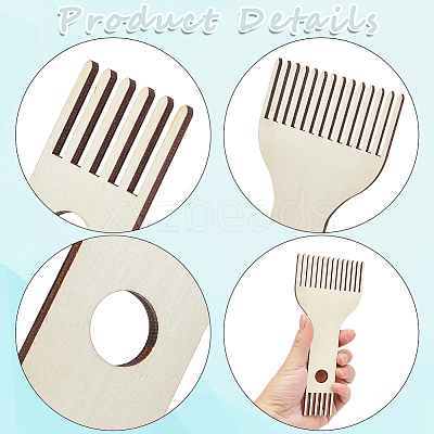 4Pcs Plywood Wooden Yarn Comb TOOL-CY0001-04-1