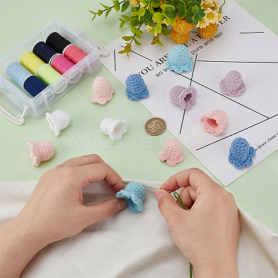 12Pcs 6 Colors Flower Shape Cotton Knitted Costume Ornament Accessories DIY-FG0005-34-1