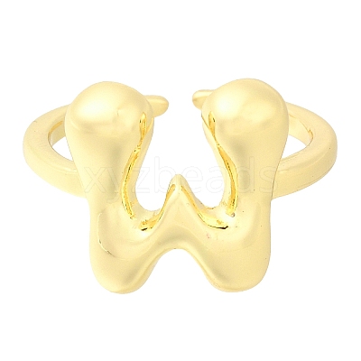 Rack Plating Brass Open Cuff Rings RJEW-S394-01G-W-1