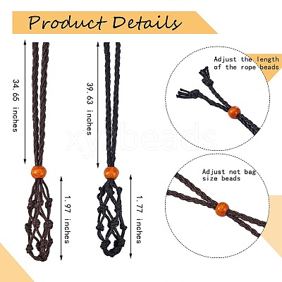 8Pcs 4 Style Adjustable Braided Waxed Cord Macrame Pouch Necklace Making NJEW-SZ0001-48-1