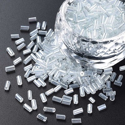 Transparent Colours Luster Glass Bugle Beads SEED-N005-001-A13-1