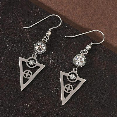 304 Stainless Steel Triangle Dangle Earrings Hand Polished EJEW-Z129-20P-1