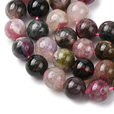 Natural Multicolor Tourmaline Round Bead Strands G-I162-01-8mm-1