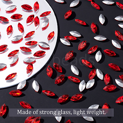 100Pcs Pointed Back Glass Rhinestone Cabochons RGLA-FG0001-13-1
