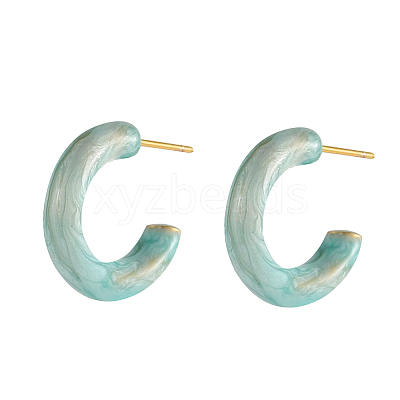 304 Stainless Steel Enamel Stud Earrings STAS-OY003-61G-1