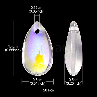Transparent Glass Charms GLAA-YW0003-03-1