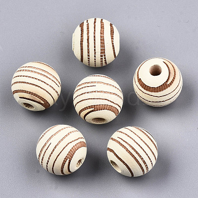 Painted Natural Wood Beads WOOD-T021-54B-12-1