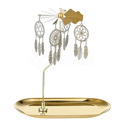 201 Stainless Steel Rotating Merry-Go-Round Tealight Candle Holder DJEW-CJC0002-01-1