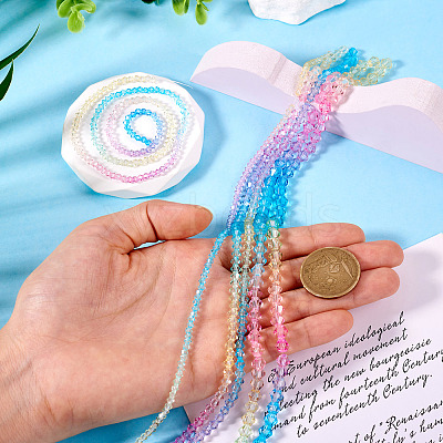 12 Strands 3 Styles Gradient Color Baking Paint Glass Bead Strands DGLA-TA0001-21E-1