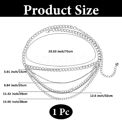 Iron Crystal Rhinestone Multi-Strand Twisted Chain Waist Chains for Women AJEW-WH20067-043P-1