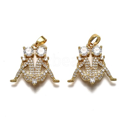 Brass Clear Cubic Zirconia Constellation Charms KK-J278-33G-C-1