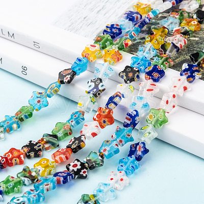 Star Handmade Millefiori Glass Beads Strands LK-R004-33-1