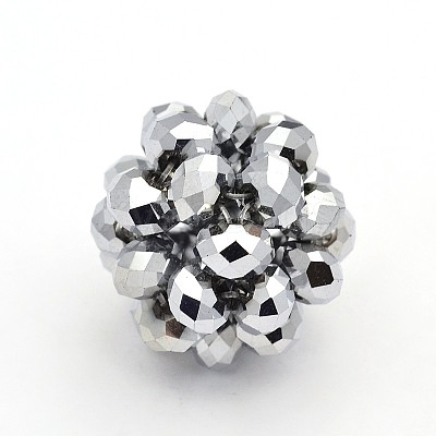 Electroplate Glass Round Woven Beads LS-GLAA-A034-4mm-C05-1