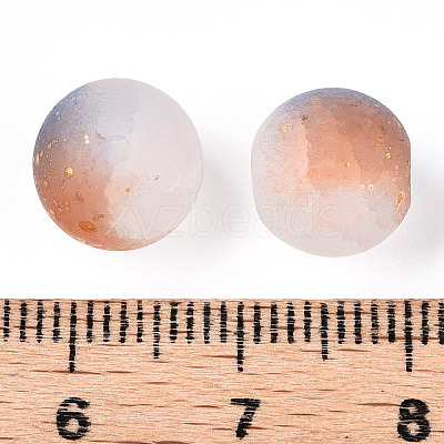 Frosted Baking Paint Crackle Glass Beads with Glitter Powder X-DGLA-T004-01A-1