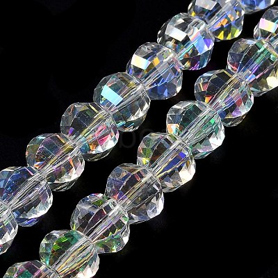 Transparent Electroplate Glass Beads Strands GLAA-Q099-C01-14-1