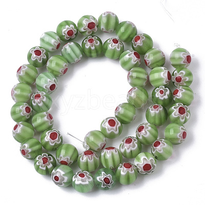 Handmade Millefiori Lampwork Beads Strands X-LAMP-R143-01D-1