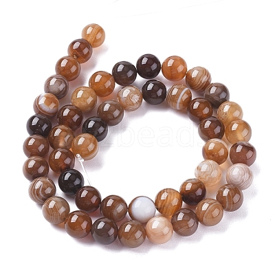 Natural Striped Agate/Banded Agate Beads Strands G-G582-8mm-55-1