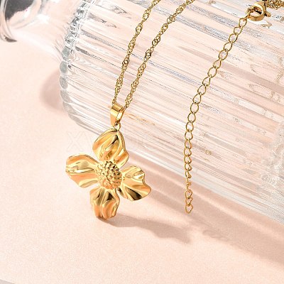 Summer Beach 304 Stainless Steel Pendant Rope Chain Necklaces for Women STAS-Z108-01G-06-1