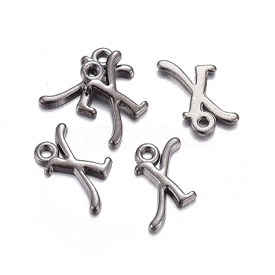Gunmetal Plated Alloy Letter Pendants PALLOY-P097-03-X-1