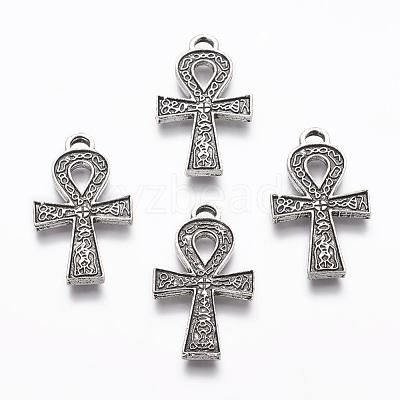 Tibetan Style Alloy Ankh Cross Pendants TIBEP-M035-02AS-FF-1