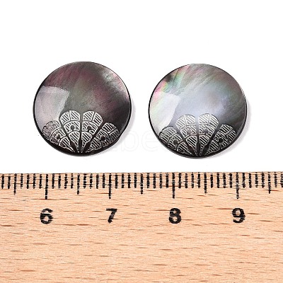 Natural Black Lip Shell Carved Cabochons SSHEL-T017-04A-1