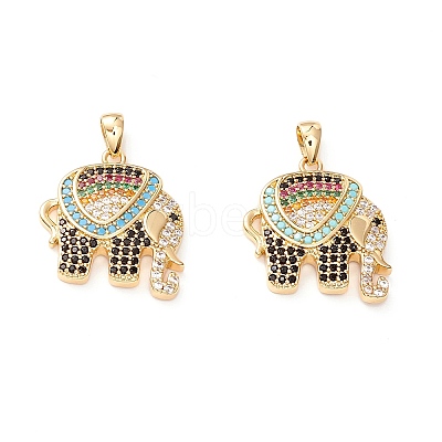 Brass Micro Pave Colorful Cubic Zirconia Pendants X-ZIRC-Z019-14G-NR-1