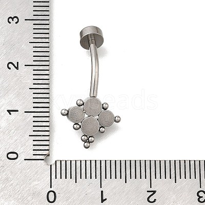 304 Stainless Steel Clear Cubic Zirconia Curved Barbell Belly Button Rings AJEW-D306-03P-03-1