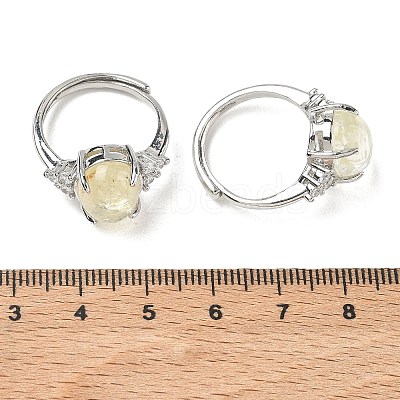 Brass Micro Pave Cubic Zirconia with Natural & Synthetic Gemstone Cuff Open Rings RJEW-T035-01P-M-1