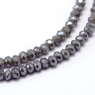 Faceted Rondelle Full Rainbow Plated Electroplate Glass Beads Strands X-EGLA-M004-2mm-A02-1