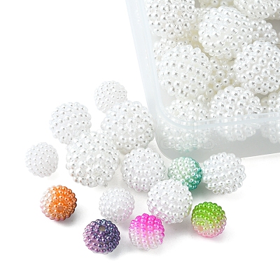 100Pcs 4 Style Imitation Pearl Acrylic Beads OACR-FS0001-23-1