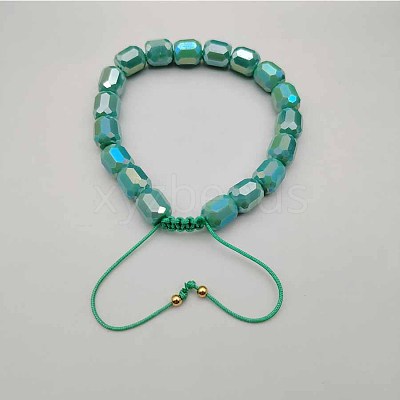 Adjustable Electroplated Faceted Cube Glass Braided Beaded Bracelets for Women Men DM4334-3-1