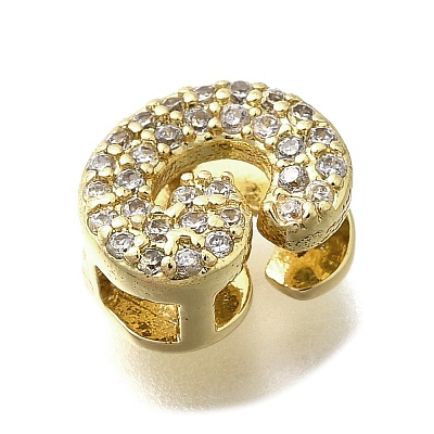 Brass Micro Pave Cubic Zirconia Letter Multi-Strand Links KK-D295-32G-07-1