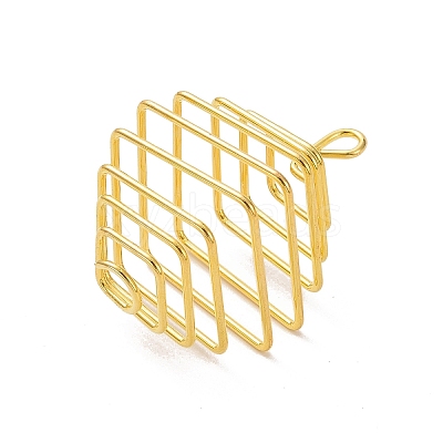 Iron Wire Spiral Bead Cage Pendants IFIN-Q126-01G-1