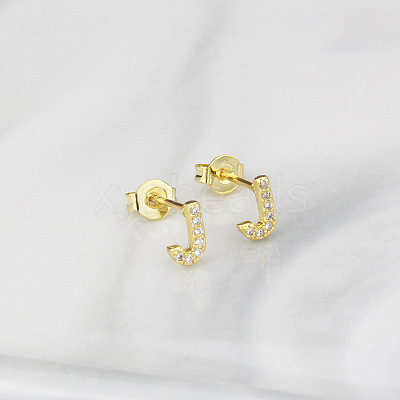 Brass Clear Cubic Zirconia Stud Earrings WGC2A80-10-1