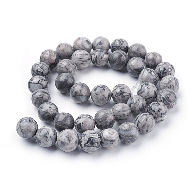 Natural Map Stone/Picasso Stone/Picasso Jasper Beads Strands G-G047-10mm-1