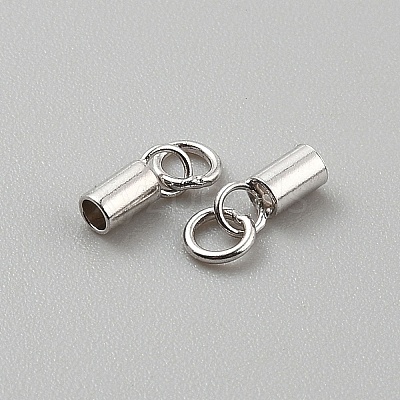 Rhodium Plated Sterling Silver Cord Ends FIND-WH0152-837A-P-1
