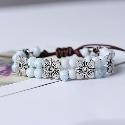 Alloy & Handmade Porcelain Bead Braided Bead Bracelets for Women FS-WGAE4F4-05-1