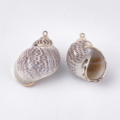 Electroplate Spiral Shell Pendants X-SSHEL-T009-20-1