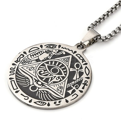 Egypt Theme 201 Stainless Steel Eye of Horus Pendant Necklaces NJEW-S007-08P-1