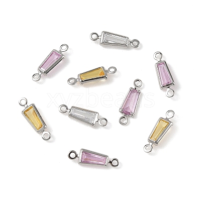 SHEGRACE Brass Pave Cubic Zirconia Trapezoid Connector Charms XGRQ2O597-444P-1