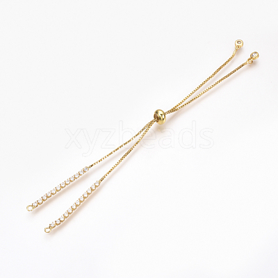 Adjustable Brass Micro Pave Cubic Zirconia Chain Bracelet Making ZIRC-T004-39G-1